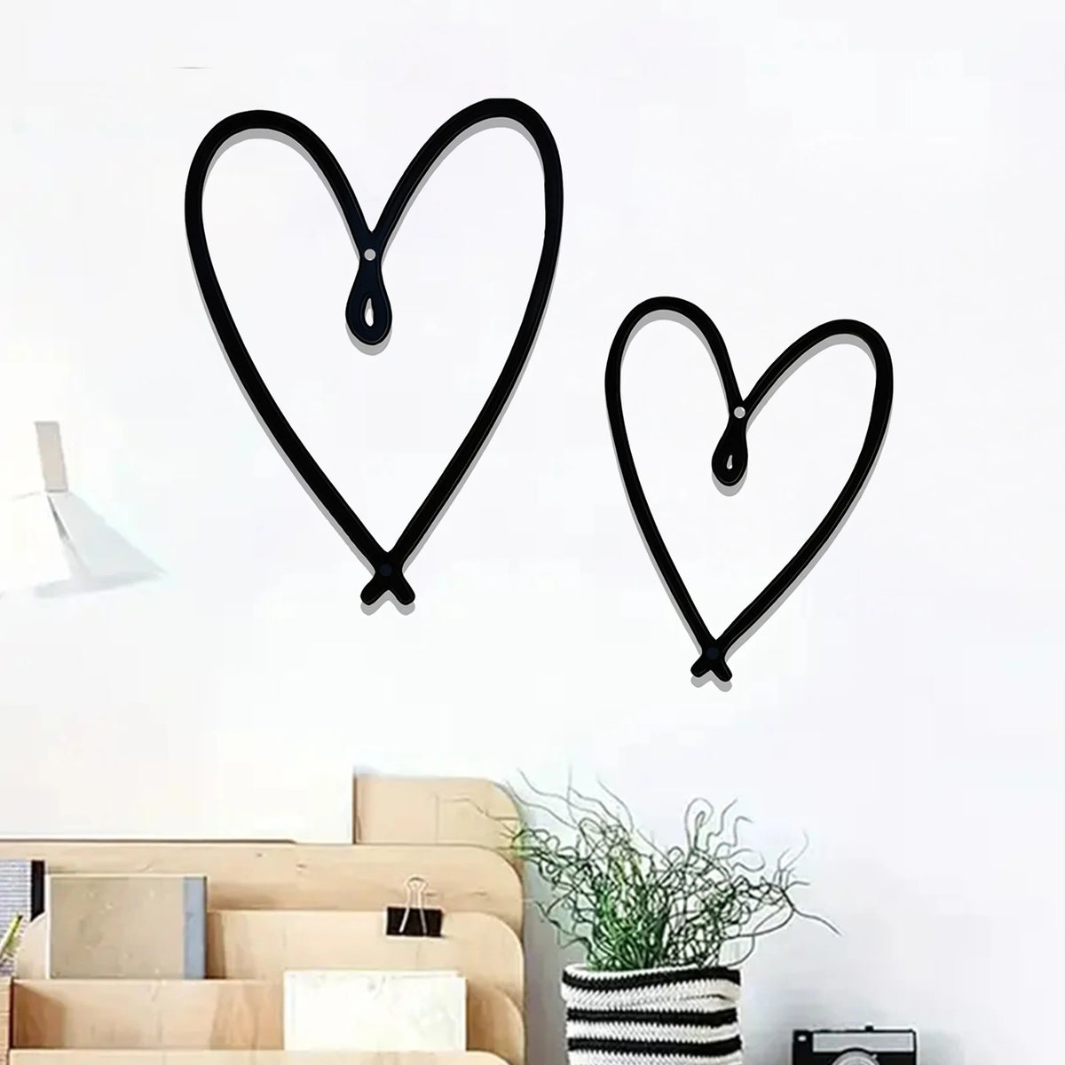 décoration murale métal cœur noir simple minimaliste chambre salon galerie