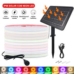 Ruban LED solaire COB IP68 blanc chaud extérieur