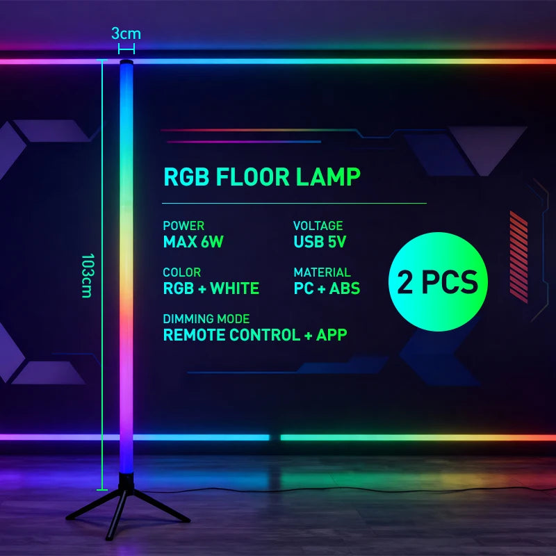 lampe led multicolore moderne pieds trépied télécommande bleu vert rouge violet économieénergie