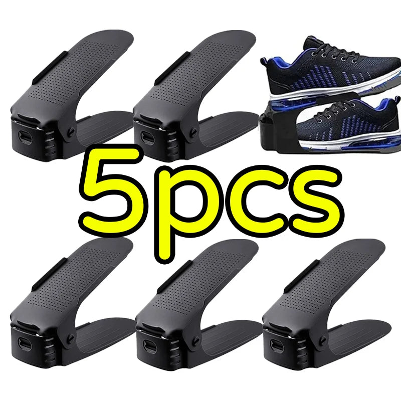 supports chaussures noirs texture perforée moderne clips 5pcs rangement résistant plastique