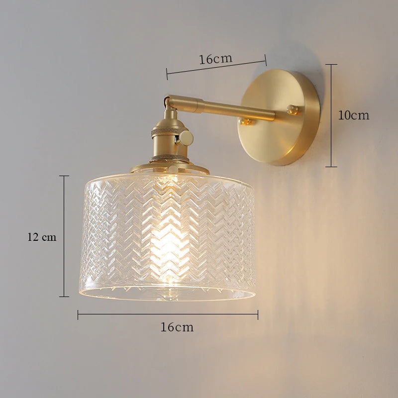 lampe murale or transparent moderne interrupteur rayures horizontales verre chambre cuisine étude