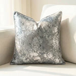 coussin carré jacquard géométrique contemporain beige gris bleu doré polyester 45x45cm