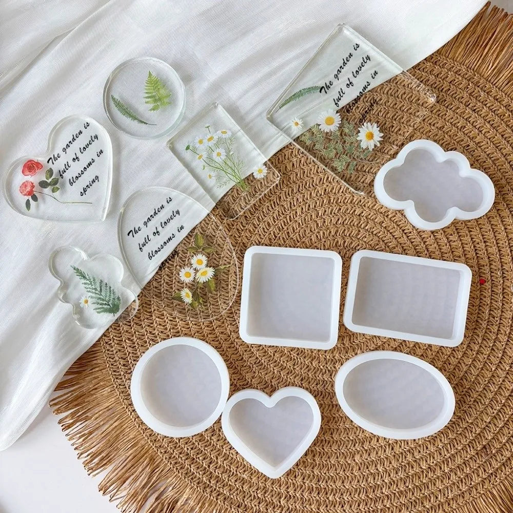 moules silicone imprimé floral moderne blanc rectangle rond cœur ellipse nuage