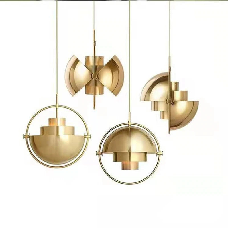 suspension lumineuse or noir blanc géométrique contemporain câble suspendu minimaliste métal flux lumineux