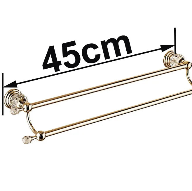porte serviettes mural or cristal rondelles classique vis invisibles double barres 615mm