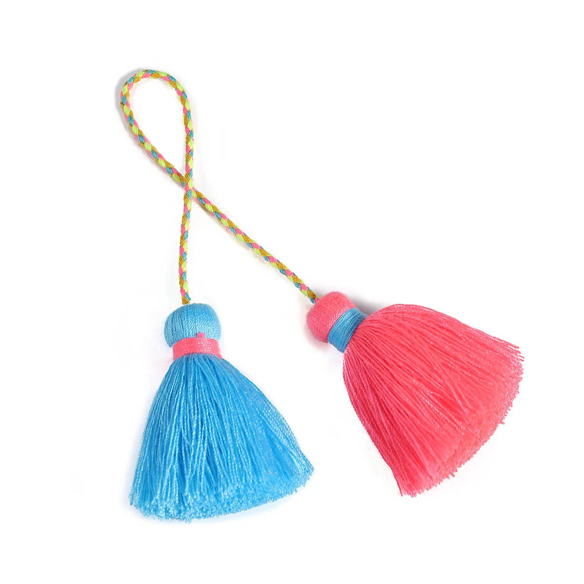 pompons multicolores tissés franges bohèmes décontractés accessoire décoration sacs rideaux artisanal DIY