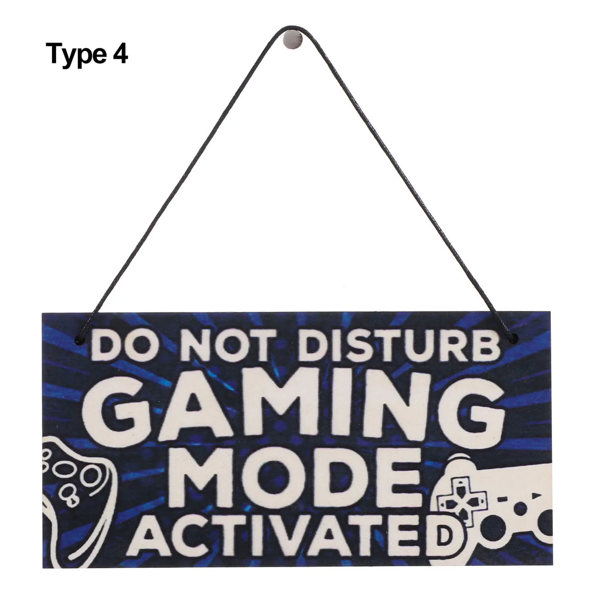 plaque décorative bois graphique texte jeu manette humoristique corde noire bleue adolescente chambre