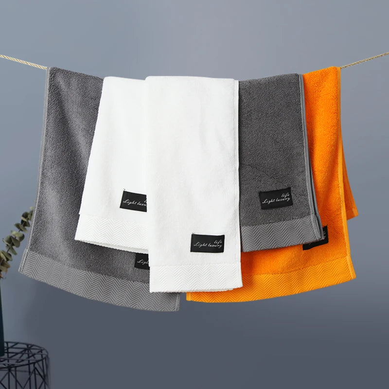 serviettes coton absorbantes rayées moderne orange blanc gris clips toilette durable qualité