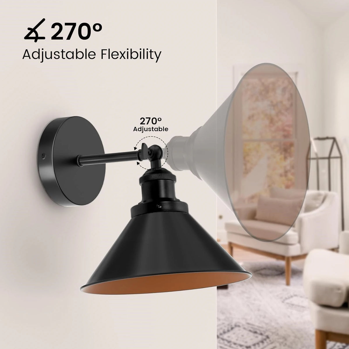 applique murale industrielle led rechargeable noir cuivre éclairage quotidien temporisation télécommande 15 couleursRGBOptimal