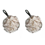 boule bain éponge nettoyage douce maille fine fluffy moderne rose clair vert anneaux noirs