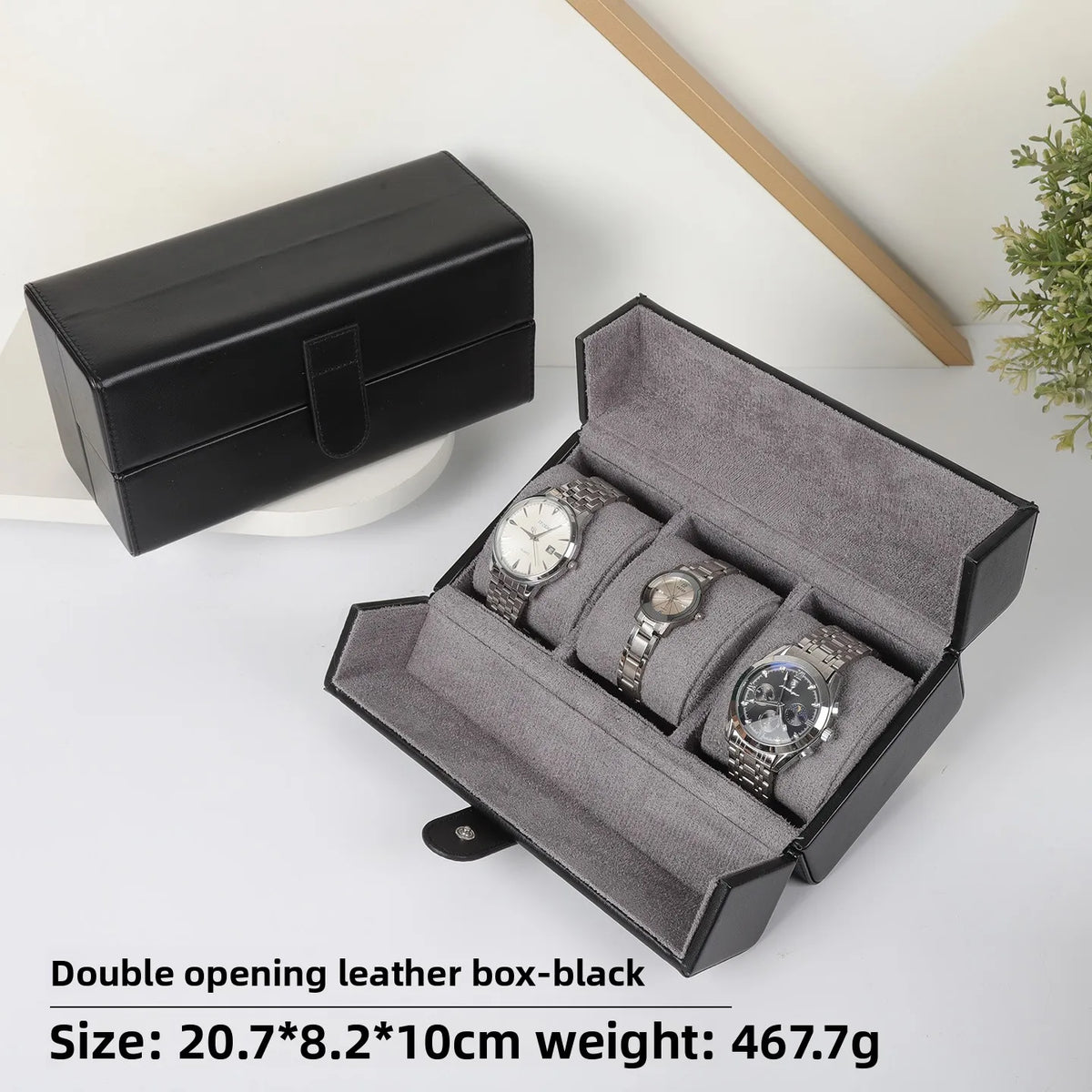 boîtes montres cuir velours classique marron vert noir
