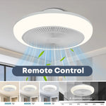 ventilateur led moderne blanc grille blanche luminosité télécommande contemporain chambre salon