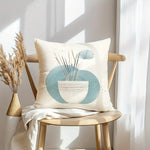 taies d'oreiller lin motif abstrait feuilles cercles moderne decoration maison