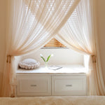 rideau moderne semi transparent polyester beige clair texture ondulée maison tulle grommet top rings