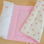 matelas pliable coton ours blanc oreillers portables enfants couchage hiver ados crème rose adorable