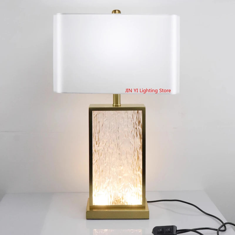 lampe table moderne abat jour texturé verre dépoli led or blanc gris