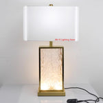 lampe table moderne abat jour texturé verre dépoli led or blanc gris