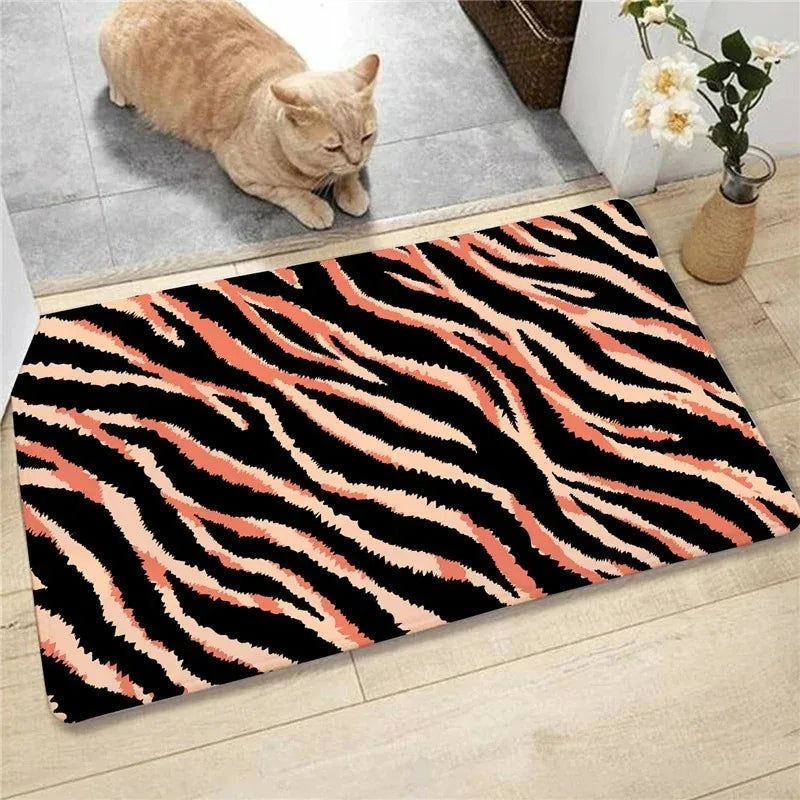 tapis léopard zèbre tigre vache moderne polyester antidérapant sol chambre salon