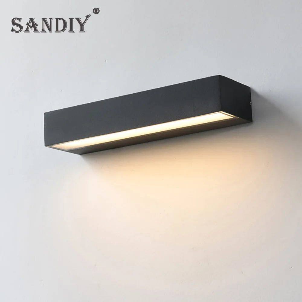 lampe murale led moderne étanche ip65 noir 20cm 30cm 50cm câble électrique verre