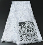 tissu dentelle polyester blanc noir floral translucide élégant mariage robes
