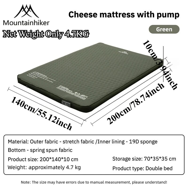 matelas gonflable double coussins gonflables pompe électrique noir vert beige cellules hexagonales camping randonnée