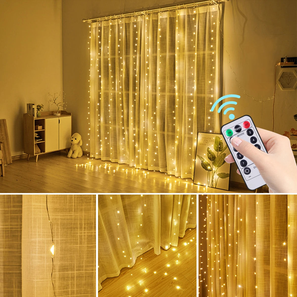 guirlande lumineuse blanc chaud moderne 3m 2m 1m led points lumineux translucide télécommande usb