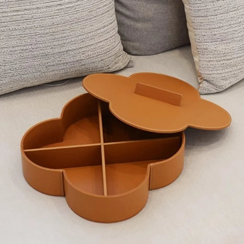 boîte bijoux cuir marron clair moderne tiroirs barres 28x28x8cm respectueux environnement