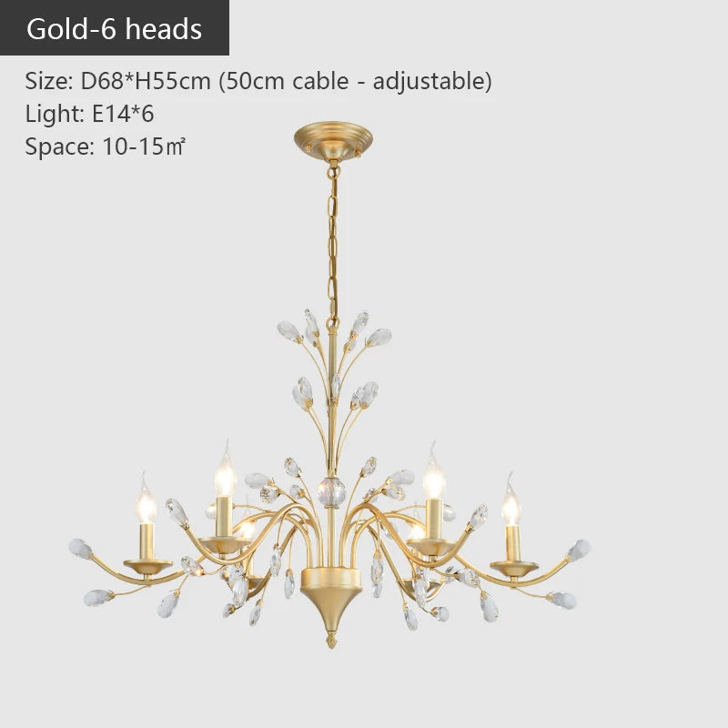 lustre led noir branches cristal contemporain élégant suspendu salon chambre