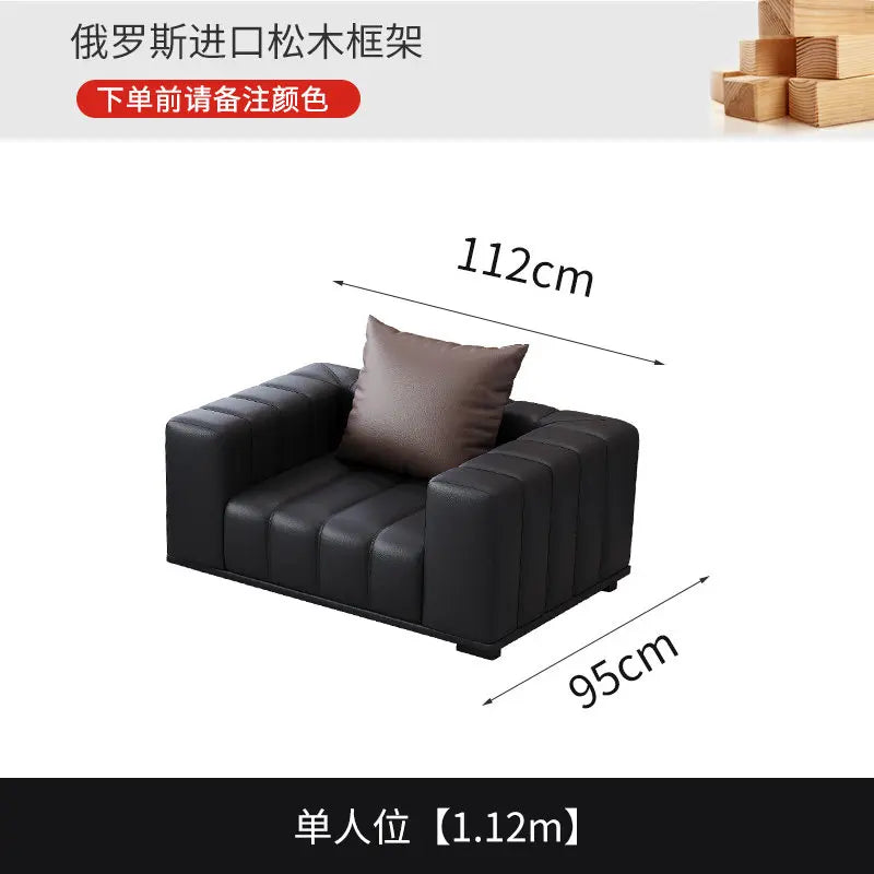 canapé moderne noir simili cuir coussins marron 245cm bois minimaliste salon italien piano keys