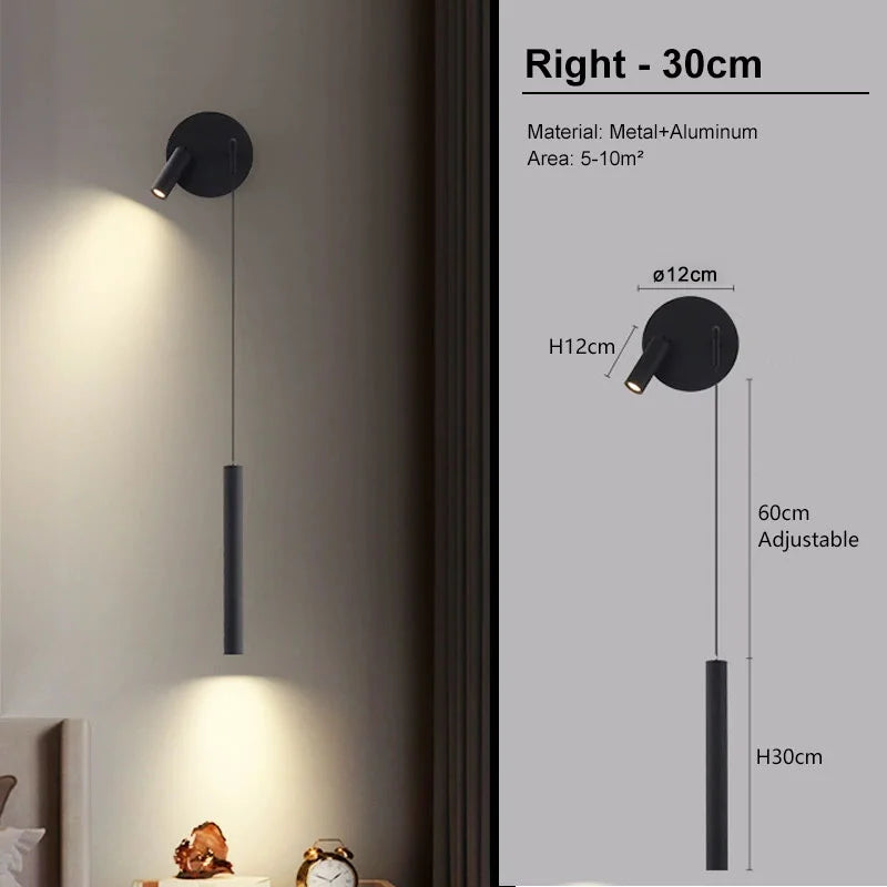 lampes murales led modernes orientables noir minimaliste chambre coucher étude entrée