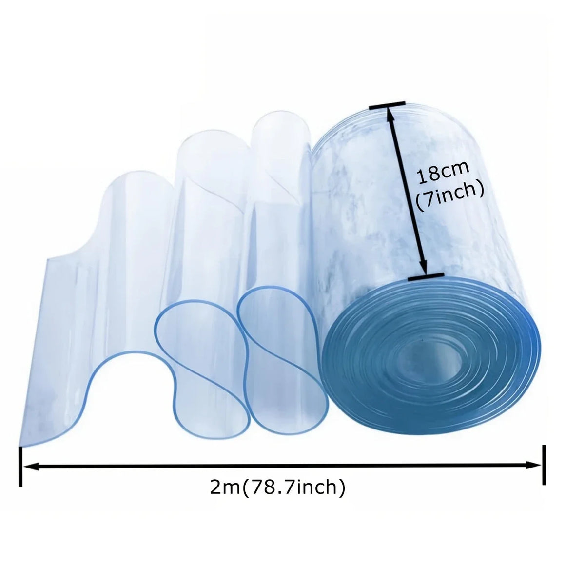 rideau pvc transparent utilitaire 18cm diametre 2m longueur protection porte garage entrepôt supermarché