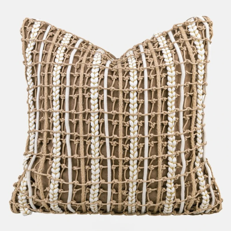 taies d'oreiller géométriques polyester doux moderne beige blanc maison hospitalière