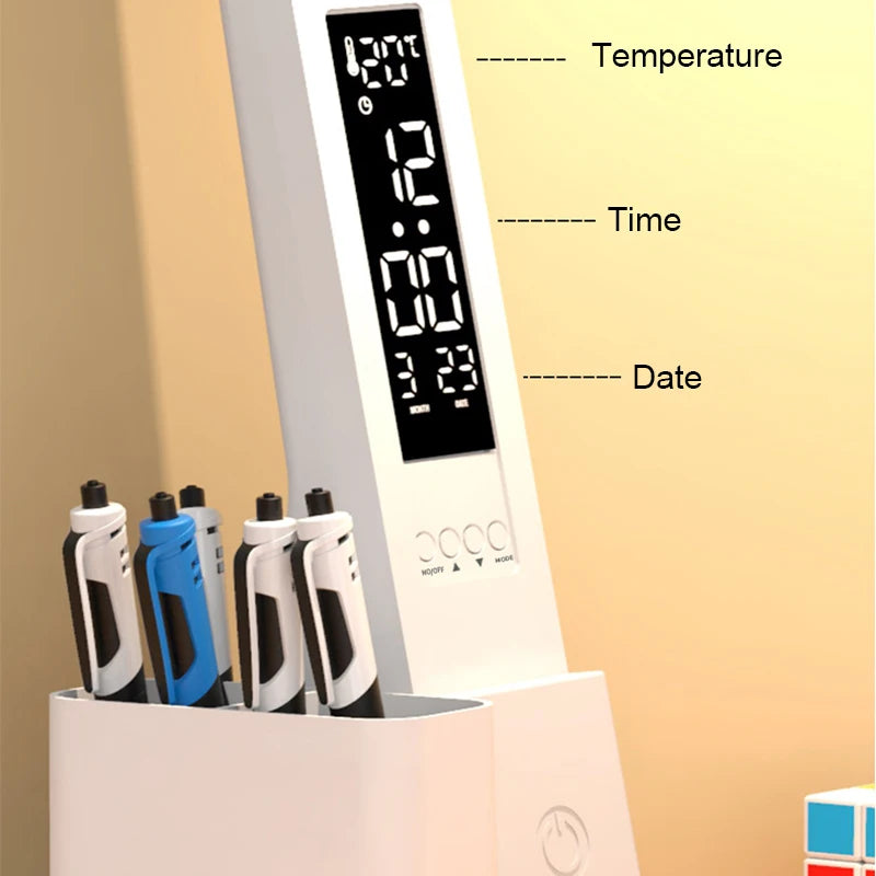 lampe led rechargeable blanc moderne sans ombre interrupteur tactile horloge veilleuse étude