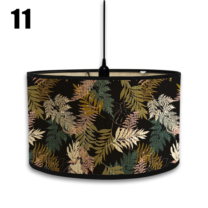abat jour vintage bambou imprimé floral boho chic décoration maison art déco