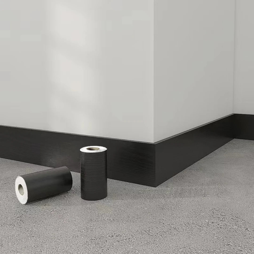 ruban adhésif décoratif texture bois moderne 10cm hauteur noir autocollant intérieur salon chambre