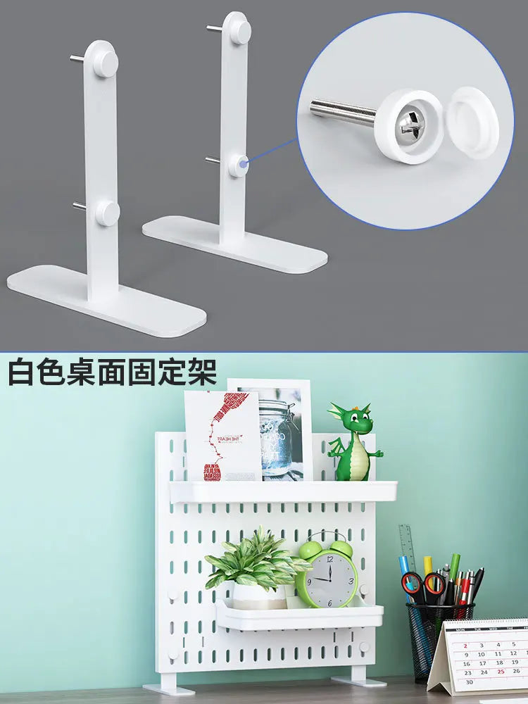 panneau perforé blanc étagère murale moderne accessoires rangement clips couteau clavier figurines