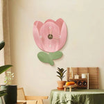 horloge murale fleur moderne minimaliste blanc orange rose vert beige