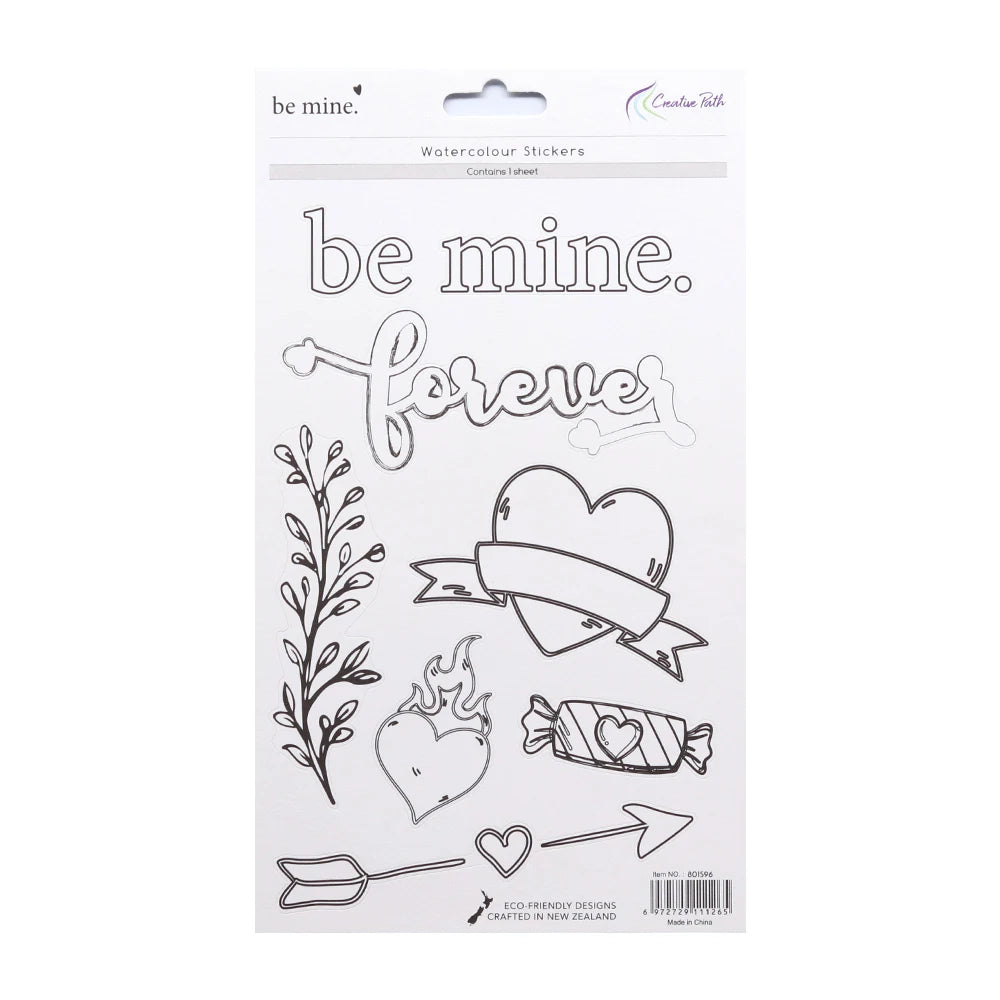 sticker aquarelle fleurs rubans coeurs diamant ancre cupcake oiseau flèche texte be mine forever
