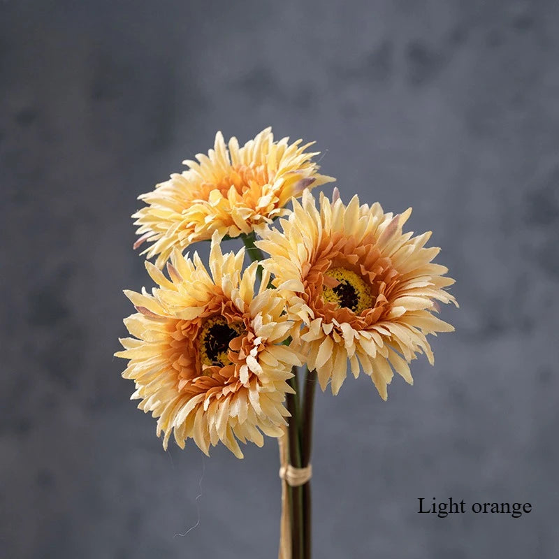 Bouquet artificiel gerbera blanc jaune rose moderne décoration intérieure mariage anniversaire minimaliste