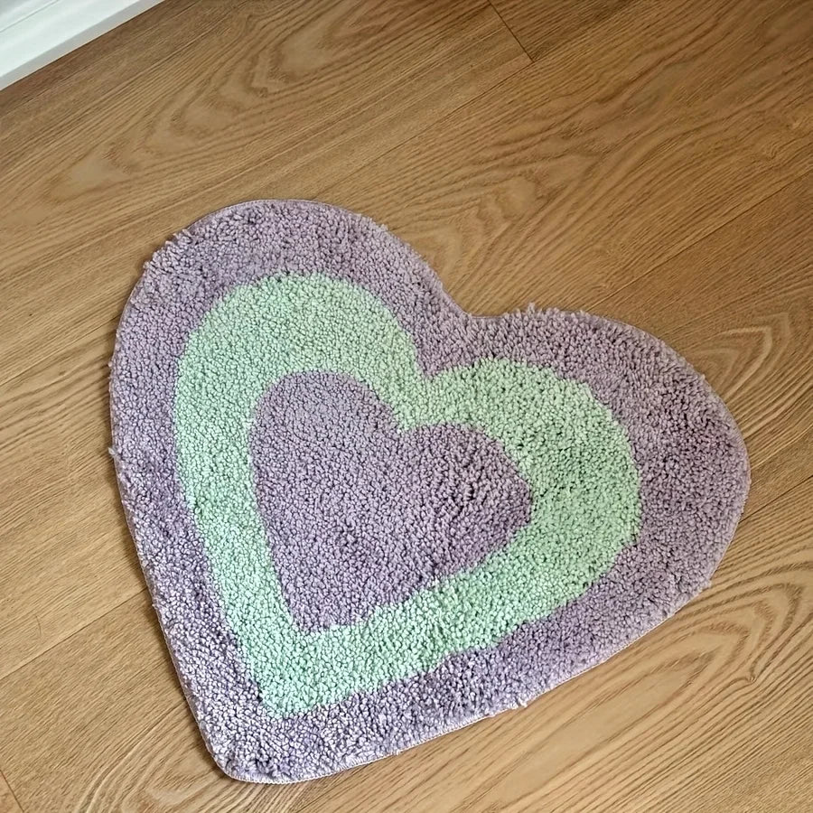 tapis coeur motifs floraux moderne polypropylène imperméable antidérapant salon chambre bleu violet