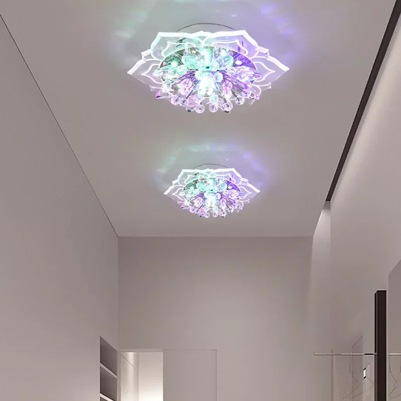 lampe moderne transparente fleurs dorées élégante invisible led chambre salon
