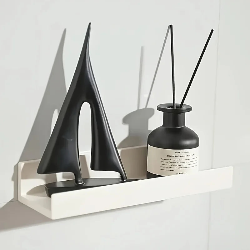 organisateur suspendu étagères murales blanc minimaliste adhésif flacons pots vases sculpture abstraite lingettes chambre