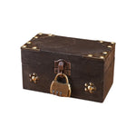 boîte bijoux vintage simili cuir marron violet cadenas poignées rustique