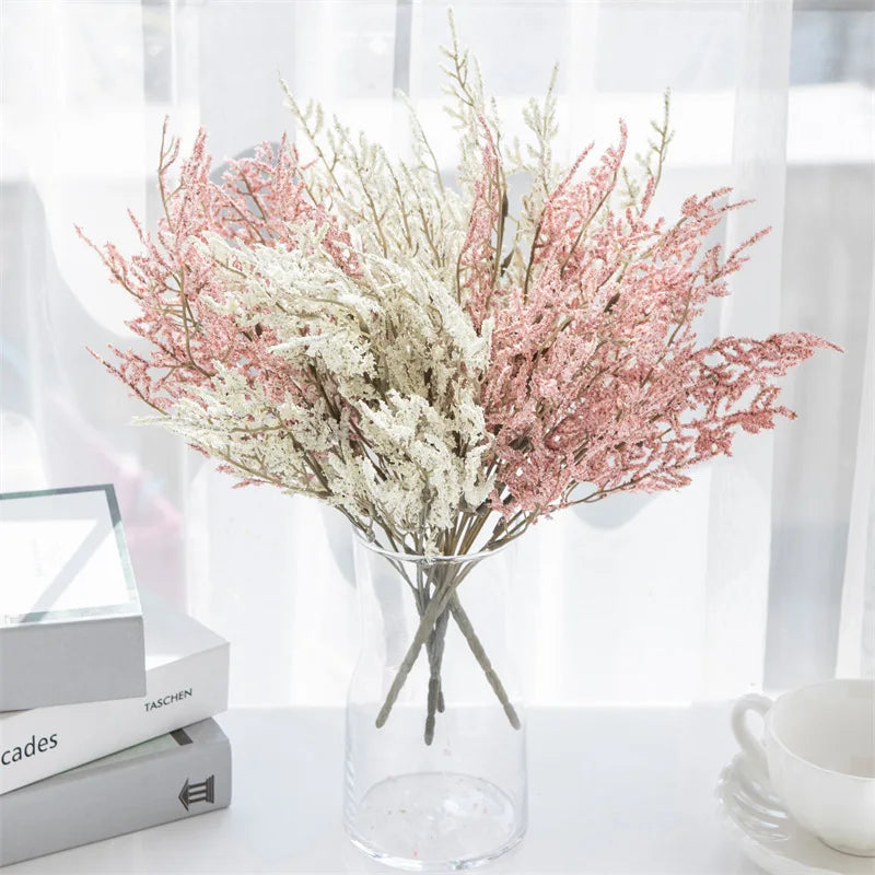 bouquet artificiel moderne fleurs mixtes couleurs chaudes herbe soie décoration table événement mariage