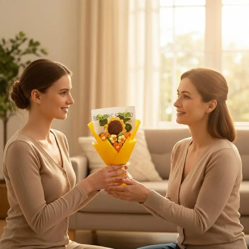 bouquet fleurs artificielles roses tournesols rouge jaune blanc moderne décoration intérieure anniversaire femme mère