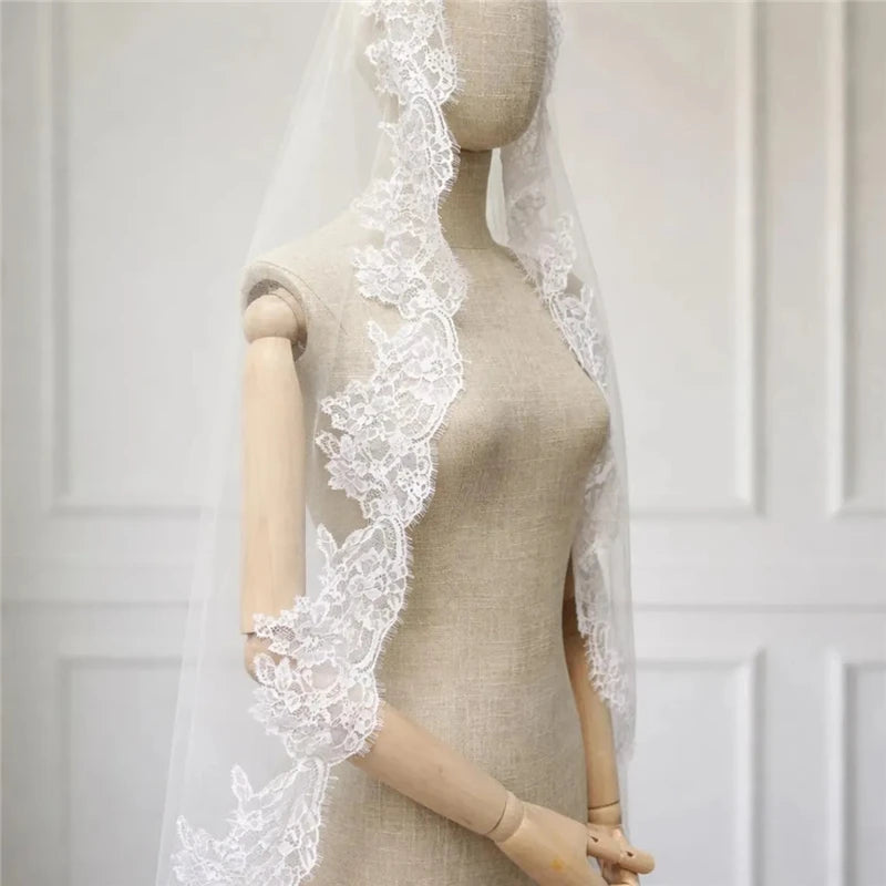voile mariée blanc dentelle fine classique mariage catholique translucide unique femme adulte espagnol