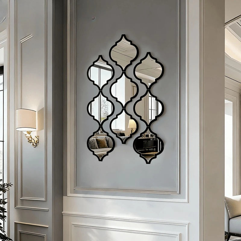 miroirs noirs modernes quatrefoil salle bain salon entrée set 12pcs