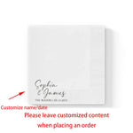 serviettes table personnalisables blancs imprimés noms dates illustrations moderne élégants mariage anniversaire fêtes