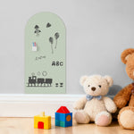 tableau blanc moderne motif cuisine lettres animaux vert pastel autocollant pvc feutres gomme tampon