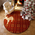 tapis sol rond noël arbre rouge cerf blanc décoratif festif maison salon intérieur